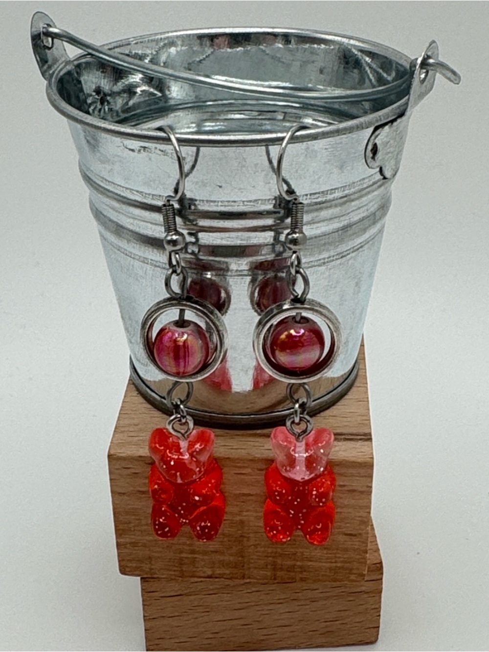 Red Gummy Bear Dangle Earrings